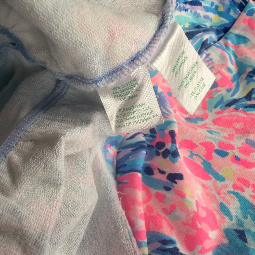 Lilly Pulitzer Girls Pink Blue Floral French Terry Bell Sleeve Dress Size L 12 - Picture 5 of 5
